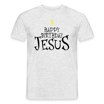 Alles Gute zum Geburtstag Jesus Weihnachten Happy - Männer T-Shirt - Grau meliert - Vorne - AI Model Male 178 dark (178cm)