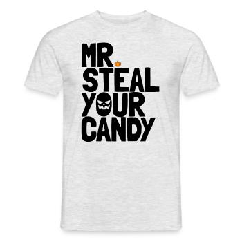 Mr Steal Ihre S��igkeiten Kleinkind Halloween Outf - Männer T-Shirt - Grau meliert - Vorne - AI Model Male 178 dark (178cm)