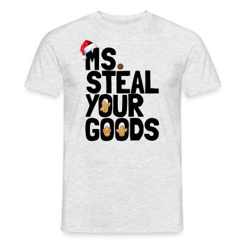 Frau stiehlt Ihre Waren Kleinkind Weihnachtsm�dche - Männer T-Shirt - Grau meliert - Vorne - AI Model Male 178 dark (178cm)
