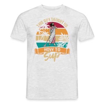 This guy taught us how to SUP - Jesus - Paddle - Men's T-Shirt - heather grey - Front - AI Model Male 178 dark (178cm)