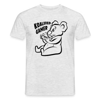 Koalified Gamer - Lustiger Cartoon Koala - Männer T-Shirt - Grau meliert - Vorne - AI Model Male 178 dark (178cm)