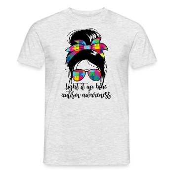 Z�nden Sie es Blue Autism Awareness auf, hell es b - Männer T-Shirt - Grau meliert - Vorne - AI Model Male 178 dark (178cm)