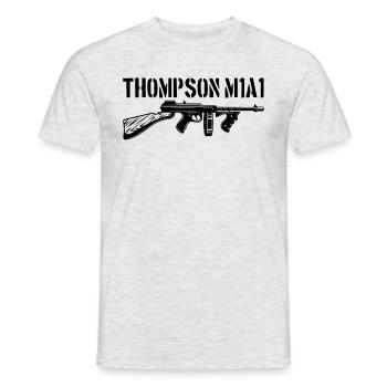 Thompson M1A1 Tommy Gun Gangster Vintage Tommy Gun - Männer T-Shirt - Grau meliert - Vorne - AI Model Male 178 dark (178cm)