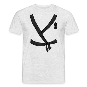 Ninja Kost�m Black Ninja Halloween Ninja Kost�m - Männer T-Shirt - Grau meliert - Vorne - AI Model Male 178 dark (178cm)