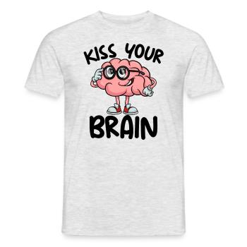 Küss dein Gehirn, s��er Lehrer zur�ck in die Schul - Männer T-Shirt - Grau meliert - Vorne - AI Model Male 178 dark (178cm)