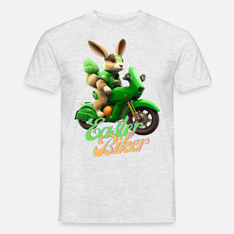 Easter Biker - Der Osterhase wird zum Biker - Männer T-Shirt - Grau meliert