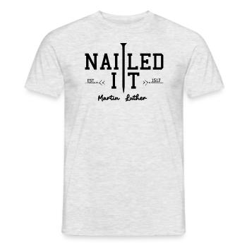 Nagelte es Martin Luther Est 1517 Reformation - Männer T-Shirt - Grau meliert - Vorne - AI Model Male 178 dark (178cm)