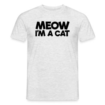 Miau, ich bin eine Katze faules Halloween -Kostüm, - Männer T-Shirt - Grau meliert - Vorne - AI Model Male 178 dark (178cm)