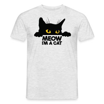 Miau, ich bin eine Katze fauler Halloween -Kostüm - Männer T-Shirt - Grau meliert - Vorne - AI Model Male 178 dark (178cm)