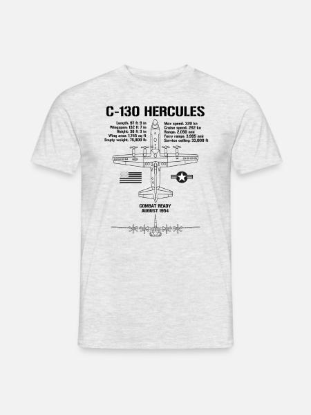 C-130 Hercules Specs Militärflugzeug C130 - Männer T-Shirt - Grau meliert