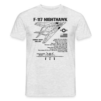 F-117 Stealth Nighthawk Specs MilitärflugzeugeF117 - Männer T-Shirt - Grau meliert - Vorne - AI Model Male 178 dark (178cm)