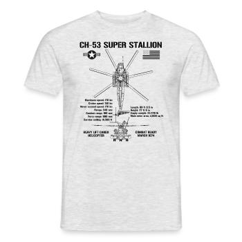 CH-53 Super Stallion Attack Hubschrauberspezifikat - Männer T-Shirt - Grau meliert - Vorne - AI Model Male 178 dark (178cm)
