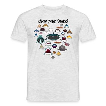 Kennen Sie Ihre Haie lieben Haigesichter Jungen Mä - Männer T-Shirt - Grau meliert - Vorne - AI Model Male 178 dark (178cm)