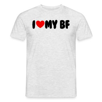 Ich liebe mein BF Red Heart Matching Couple Boyfri - Männer T-Shirt - Grau meliert - Vorne - AI Model Male 178 dark (178cm)
