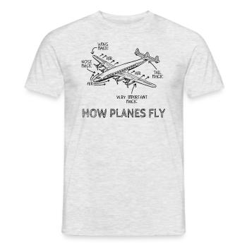 Wie Flugzeuge fliegen. Lustige Flugzeug-Magie-Flug - Männer T-Shirt - Grau meliert - Vorne - AI Model Male 178 dark (178cm)