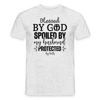 Von Gott gesegnet, von meinem Mann verwöhnt und be - Männer T-Shirt - Grau meliert - Vorne - AI Model Male 178 dark (178cm)