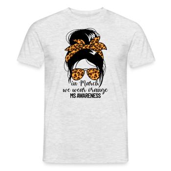 Im März tragen wir Orange MS WarriorMS-Bewusstsein - Männer T-Shirt - Grau meliert - Vorne - AI Model Male 178 dark (178cm)