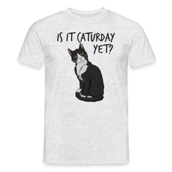 Ist es Samstag? Noch ein lustiger Katzenliebhaber- - Männer T-Shirt - Grau meliert - Vorne - AI Model Male 178 dark (178cm)