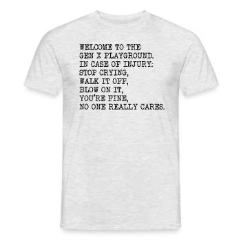 Gen-X-Spielplatz, Herren-Generation-X-Spielplatz - Männer T-Shirt - Grau meliert - Vorne - AI Model Male 178 dark (178cm)