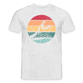 Gottesanbeterin Retro Sonnenuntergang Entomologe M - Männer T-Shirt - Grau meliert - Vorne - AI Model Male 178 dark (178cm)