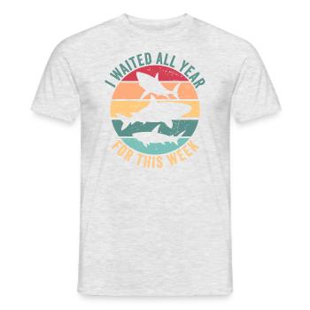 Ich habe das ganze Jahr auf diese Woche Retro Shar - Männer T-Shirt - Grau meliert - Vorne - AI Model Male 178 dark (178cm)