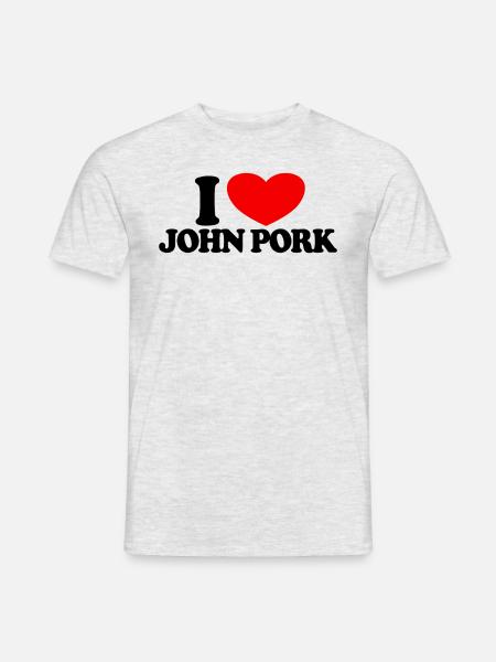 Ich liebe John Pork Red Heart John Pork Meme - Männer T-Shirt - Grau meliert