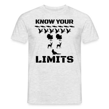 Know your limits. Fun Fishing, Hunter, H - Men's T-Shirt - heather grey - Front - AI Model Male 178 dark (178cm)