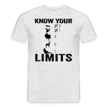 Know your limits. Fun Fishing, Hunter, H - Men's T-Shirt - heather grey - Front - AI Model Male 178 dark (178cm)