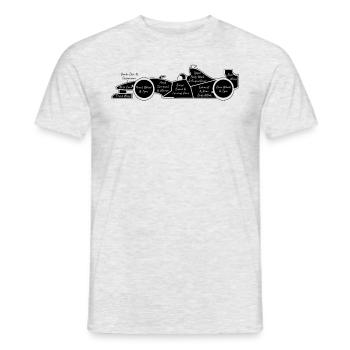 Teile eines Rennwagens, Formel-Rennwagen, Herrenre - Männer T-Shirt - Grau meliert - Vorne - AI Model Male 178 dark (178cm)