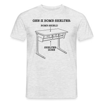 Gen-X Bomb Shelter Drôle de Génération X Shel - T-shirt homme - gris chiné - Devant - AI Model Male 178 dark (178cm)
