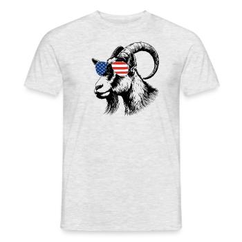 CHÈVRE. Drapeau américain GOAT - T-shirt homme - gris chiné - Devant - AI Model Male 178 dark (178cm)