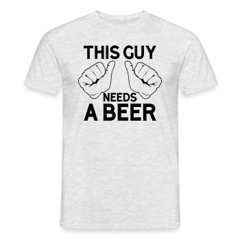 Dieser Typ braucht Bier. Lustiges Biertrinker-Männ - Männer T-Shirt - Grau meliert - Vorne - AI Model Male 178 dark (178cm)