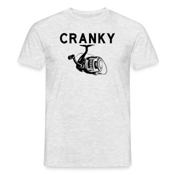 Cranky Angelrolle, Kurbelköder, lustige Angelrolle - Männer T-Shirt - Grau meliert - Vorne - AI Model Male 178 dark (178cm)
