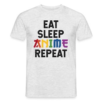 Eat Sleep Anime Repeat - Kawaii Manga Cadeau - T-shirt homme - gris chiné - Devant - AI Model Male 178 dark (178cm)