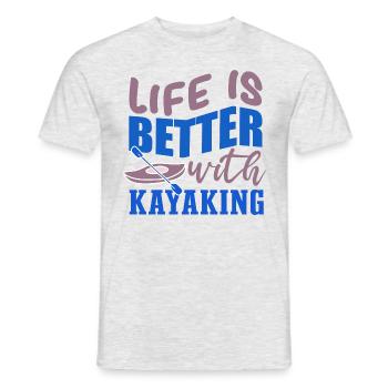 Life With Kayaking Canoe Water Sports Kayak - Men's T-Shirt - heather grey - Front - AI Model Male 178 dark (178cm)