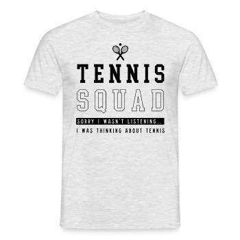 Tennis Squad Ironic Saying Ball Sports Hobby - Men's T-Shirt - heather grey - Front - AI Model Male 178 dark (178cm)