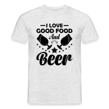 I Love Good Food And Beer Chef Cooking Food & Drin - Männer T-Shirt - Grau meliert - Vorne - AI Model Male 178 dark (178cm)