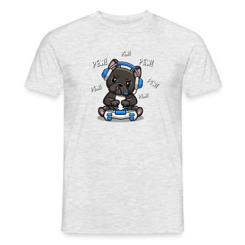 Black French Bulldog - Men's T-Shirt - heather grey - Front - AI Model Male 178 dark (178cm)