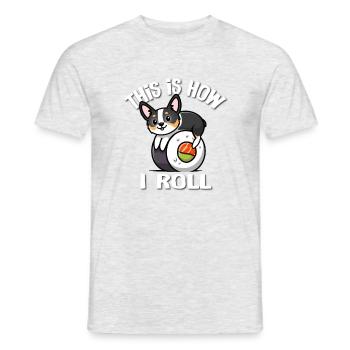 Schwarzer Tricolor Corgi - Männer T-Shirt - Grau meliert - Vorne - AI Model Male 178 dark (178cm)