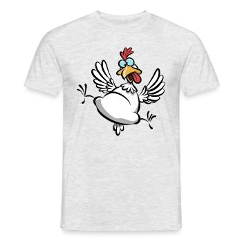 Crazy Chicken, Chicken Fan, Funny Chicken Cartoon - Men's T-Shirt - heather grey - Front - AI Model Male 178 dark (178cm)