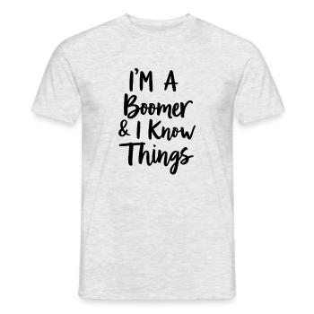 Je suis un baby-boomer et je sais des choses sur le boo - T-shirt homme - gris chiné - Devant - AI Model Male 178 dark (178cm)