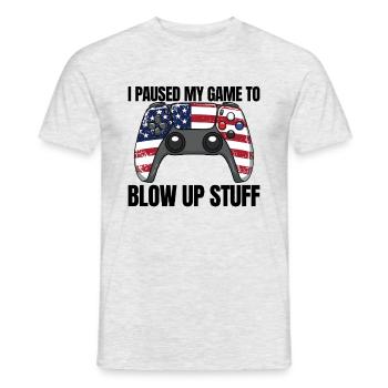 I've paused my game to put stuff in the air - Men's T-Shirt - heather grey - Front - AI Model Male 178 dark (178cm)