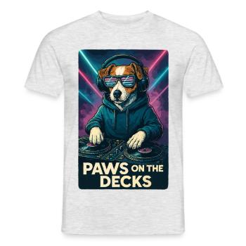 Jack Russell Terrier DJ Turntables Pfoten Techno - Männer T-Shirt - Grau meliert - Vorne - AI Model Male 178 dark (178cm)