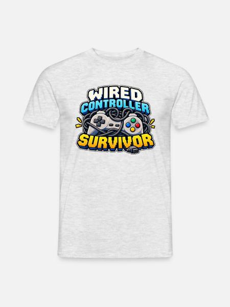 Wired Controller Survivor - Männer T-Shirt - Grau meliert