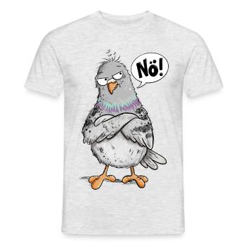 Nö Taube Lustige Stadttaube Vogel Statement Humor - Männer T-Shirt - Grau meliert - Vorne - AI Model Male 178 dark (178cm)