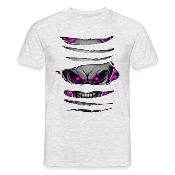 Crâne Aufgerissen 005 - T-shirt homme - gris chiné - Devant - AI Model Male 178 dark (178cm)