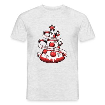 All I Want For Christmas Is Pizza - Männer T-Shirt - Grau meliert - Vorne - AI Model Male 178 dark (178cm)