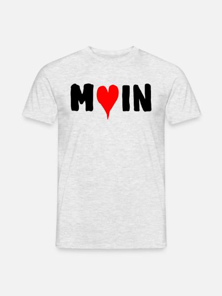 Moin Begrüßung Moin mit Herz - Männer T-Shirt - Grau meliert