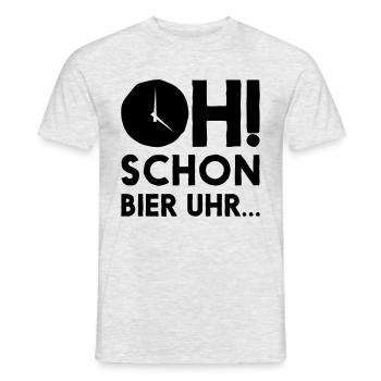 OH schon Bier Uhr... - Männer T-Shirt - Grau meliert - Vorne - AI Model Male 178 dark (178cm)