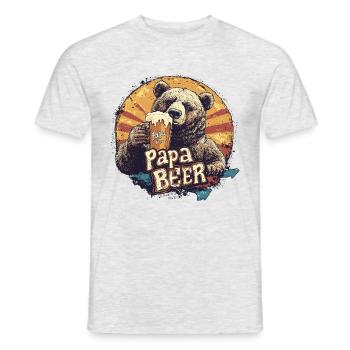 Papa beeeeer - Männer T-Shirt - Grau meliert - Vorne - AI Model Male 178 dark (178cm)